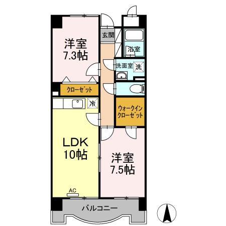 カラット中川(2LDK/6階)の間取り写真
