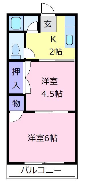 ニュー白樺ハイツ(2K/1階)の間取り写真