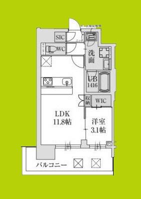 スプランディッド堺東DUE(1LDK/8階)の間取り写真