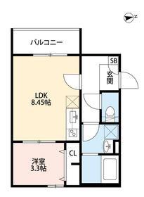 ビオ立花(1LDK/2階)の間取り写真