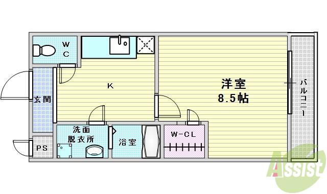 フジパレス吹田ウエストⅠ番館(1K/2階)の間取り写真