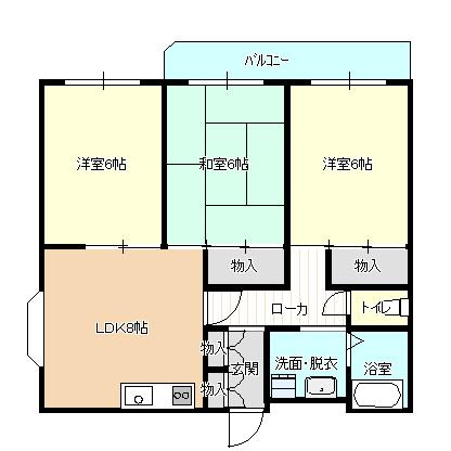 グランドハイツII(3LDK/5階)の間取り写真