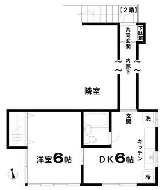 池田荘(1K/2階)の間取り写真