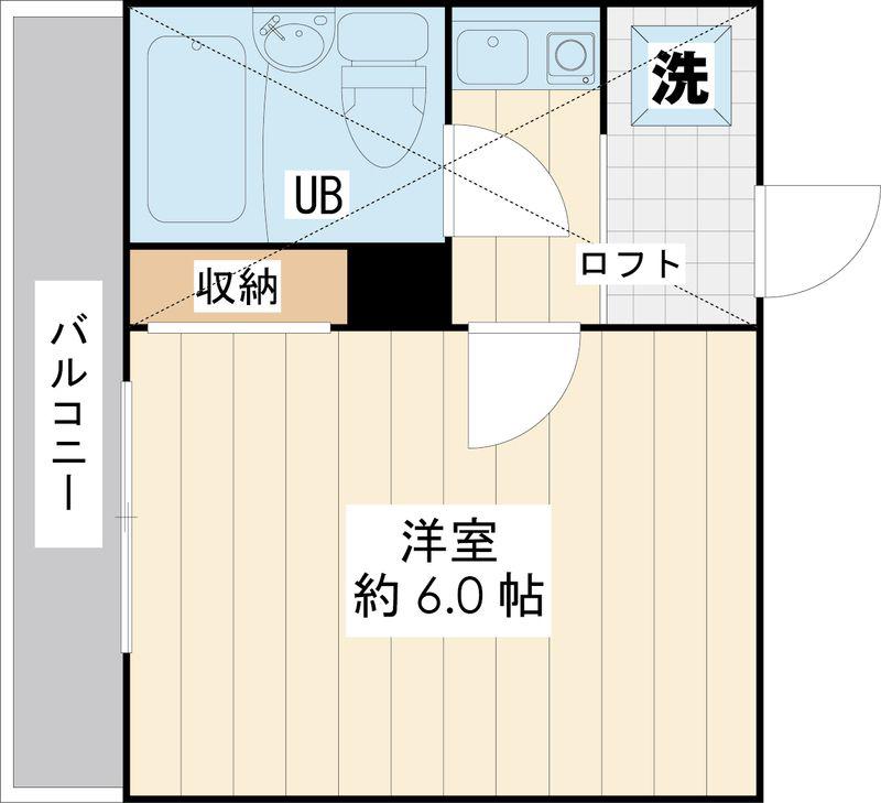 ローズアパートB9番館(1K/2階)の間取り写真