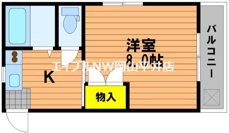 パークプレイス平井I(1K/3階)の間取り写真