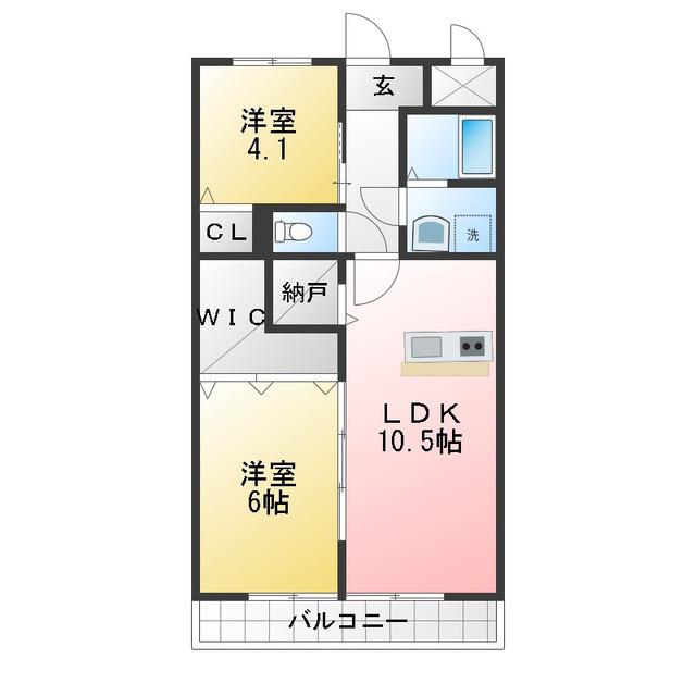 石原第7ビル(2LDK/1階)の間取り写真