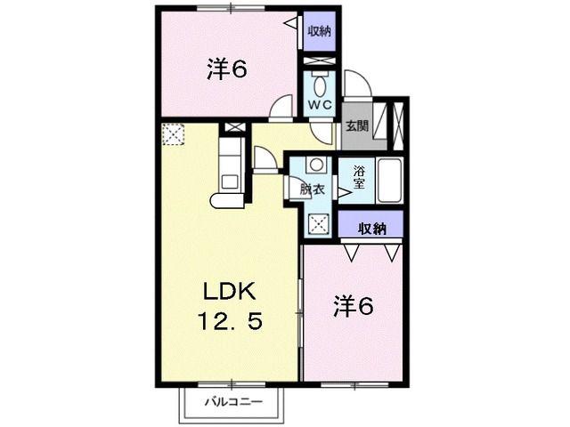 メゾンジュネス(2LDK/1階)の間取り写真