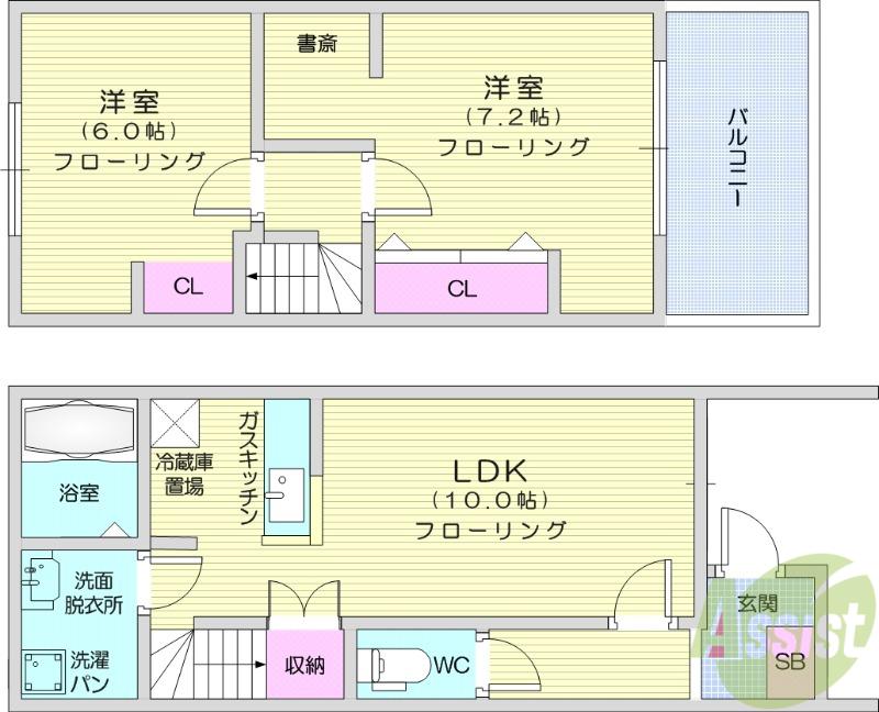 PRIMEVRELL2(2LDK/1階)の間取り写真