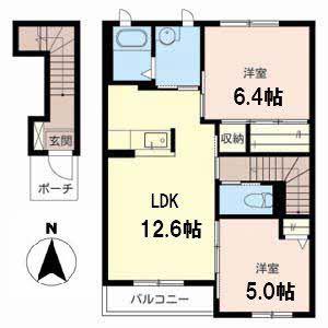 フェリーチェC(2LDK/2階)の間取り写真