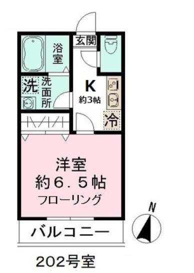 レオ伍拾六番館 202(1K/2階)の間取り写真