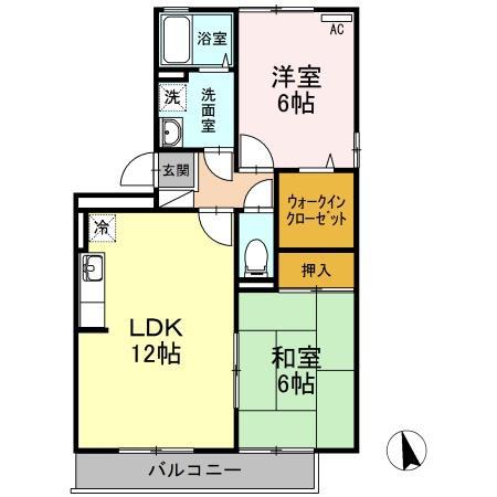 ソニアリーベA棟(2LDK/3階)の間取り写真