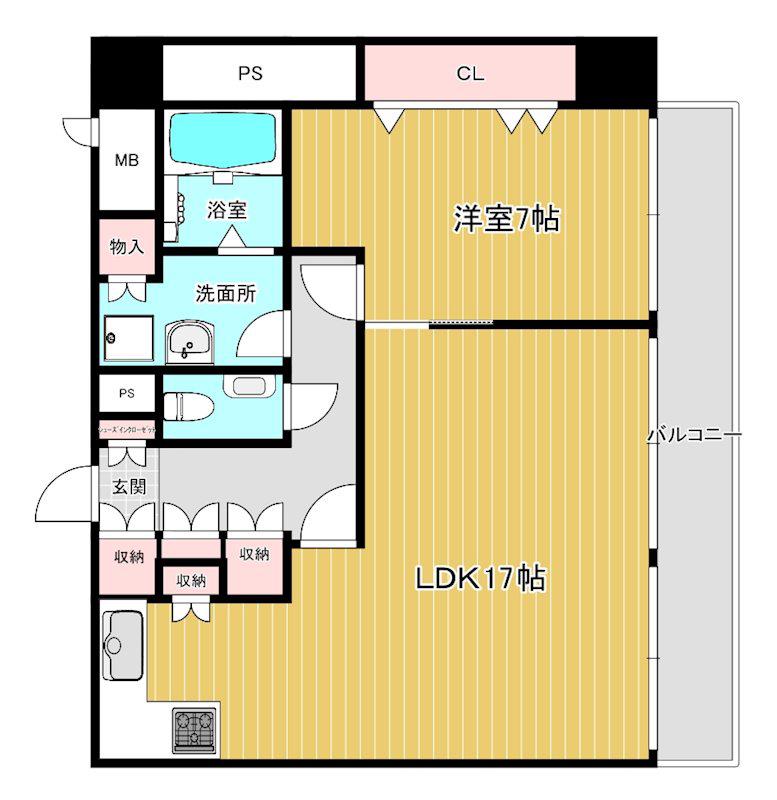パレスマンション多門(1LDK/3階)の間取り写真