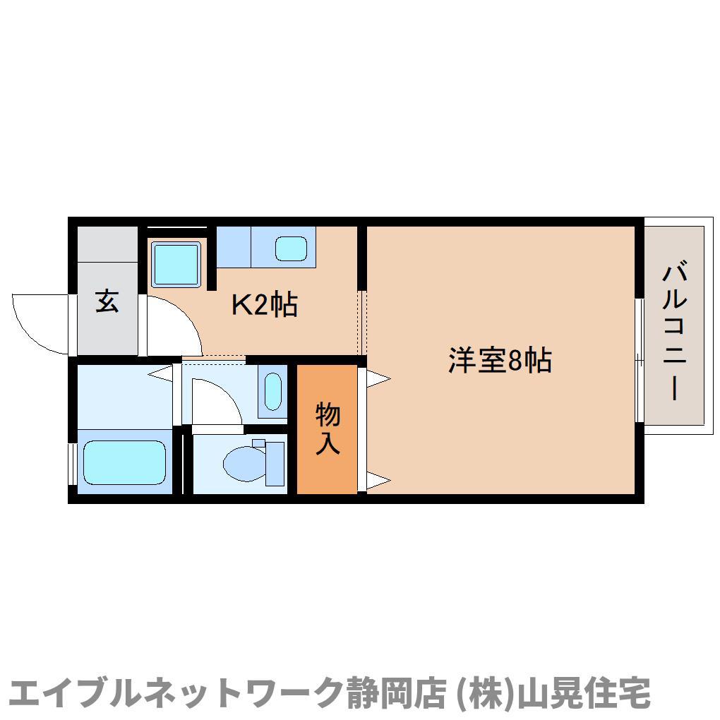 クレール静岡 B(1K/1階)の間取り写真