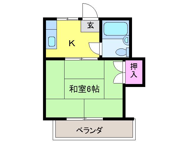 コーポさつき(1K/1階)の間取り写真