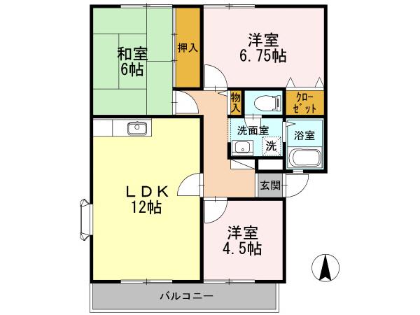 サン・トゥール溝田(3LDK/2階)の間取り写真