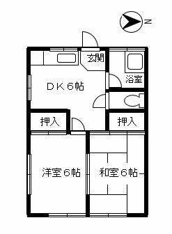 京王線 北野駅(東京) 徒歩7分 2階建 築38年(2DK/1階)の間取り写真