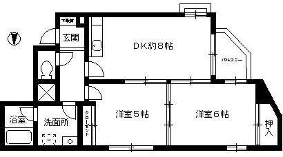 相光マンションとつか(2DK/3階)の間取り写真