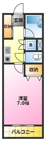 ウイングコート玉川(1K/1階)の間取り写真