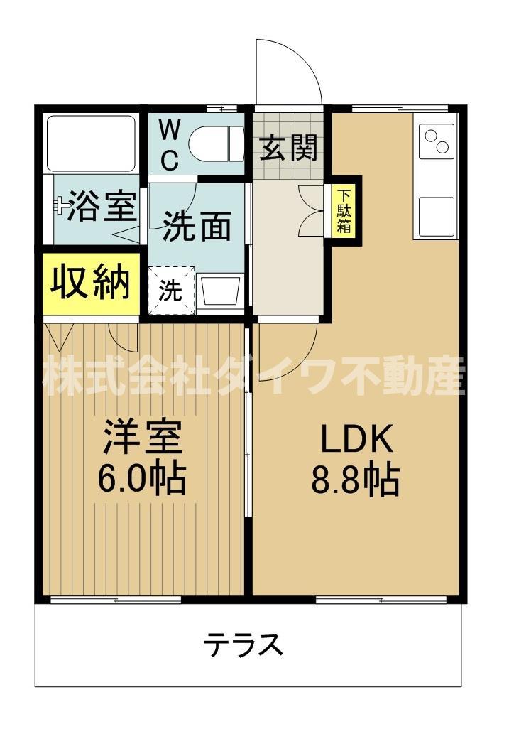 ハイツボヌール B棟(1LDK/1階)の間取り写真
