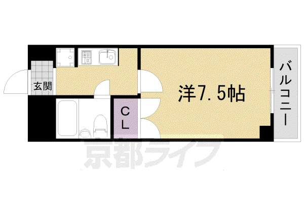 ハイムリヴィエール(1K/2階)の間取り写真