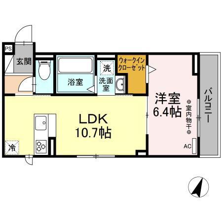 ラ・ヴェール A棟(1LDK/3階)の間取り写真