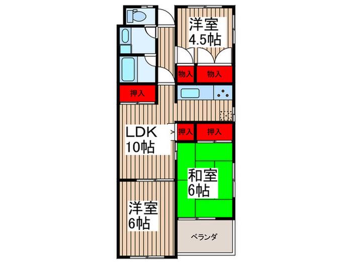 アーバン東町(3LDK/1階)の間取り写真