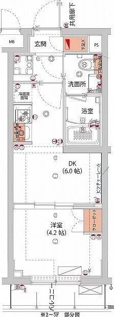 ハーモニーレジデンス武蔵小杉フォレストスクエア(1DK/4階)の間取り写真