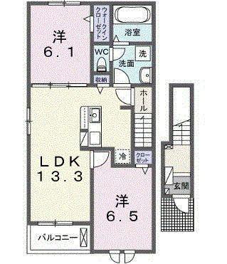 ノイエ ハイマート(2LDK/2階)の間取り写真