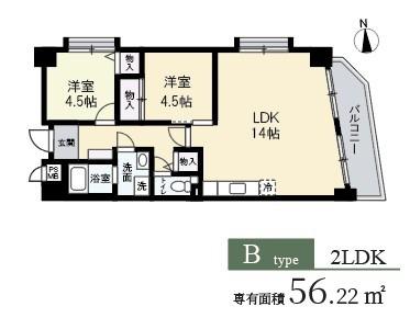 エトワールヴィルーR足代南(2LDK/3階)の間取り写真