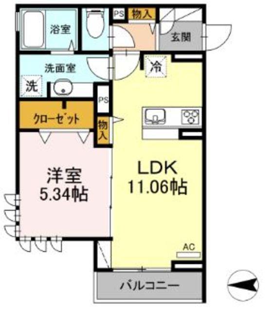 ファミユ A(1LDK/1階)の間取り写真