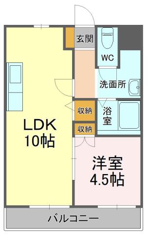 ツインビレッジY(1LDK/2階)の間取り写真