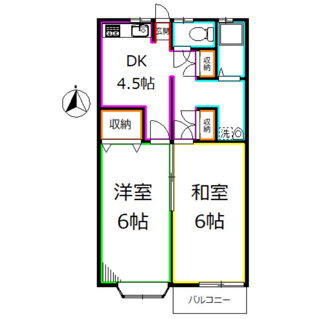 メゾン柊Ⅱ(2DK/2階)の間取り写真