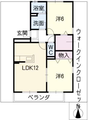 グランジョヴィアル(2LDK/2階)の間取り写真