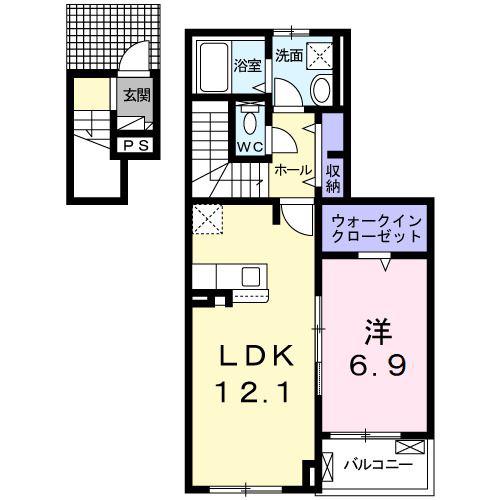 フィーゴ南風(1LDK/2階)の間取り写真
