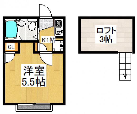 メープルMH5(1K/1階)の間取り写真