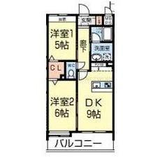 サウスガーデン合志南(2DK/4階)の間取り写真