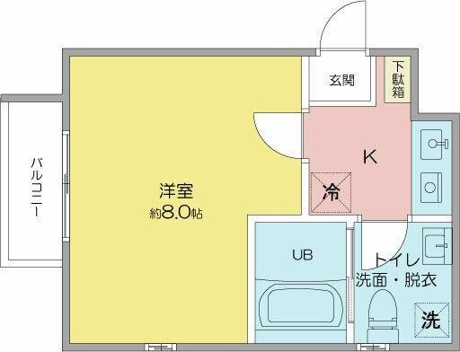 テルス ドゥ ガイア(1K/1階)の間取り写真