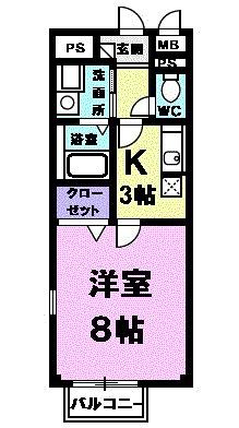 フレーシュ西春(1K/2階)の間取り写真