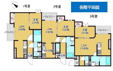 DELICA箱崎北(1LDK/2階)の間取り写真