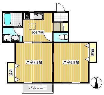 メープルハウス(2DK/1階)の間取り写真