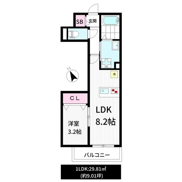 グリーンテラス鷺宮(1LDK/1階)の間取り写真