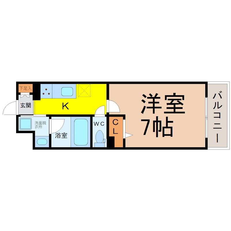アムール千原(1K/2階)の間取り写真