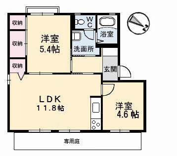 グレースプラザ早島(2LDK/1階)の間取り写真