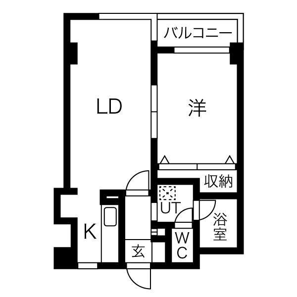 ARK21ビル(1LDK/3階)の間取り写真