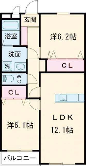 ヴァリオヴランカ(2LDK/2階)の間取り写真