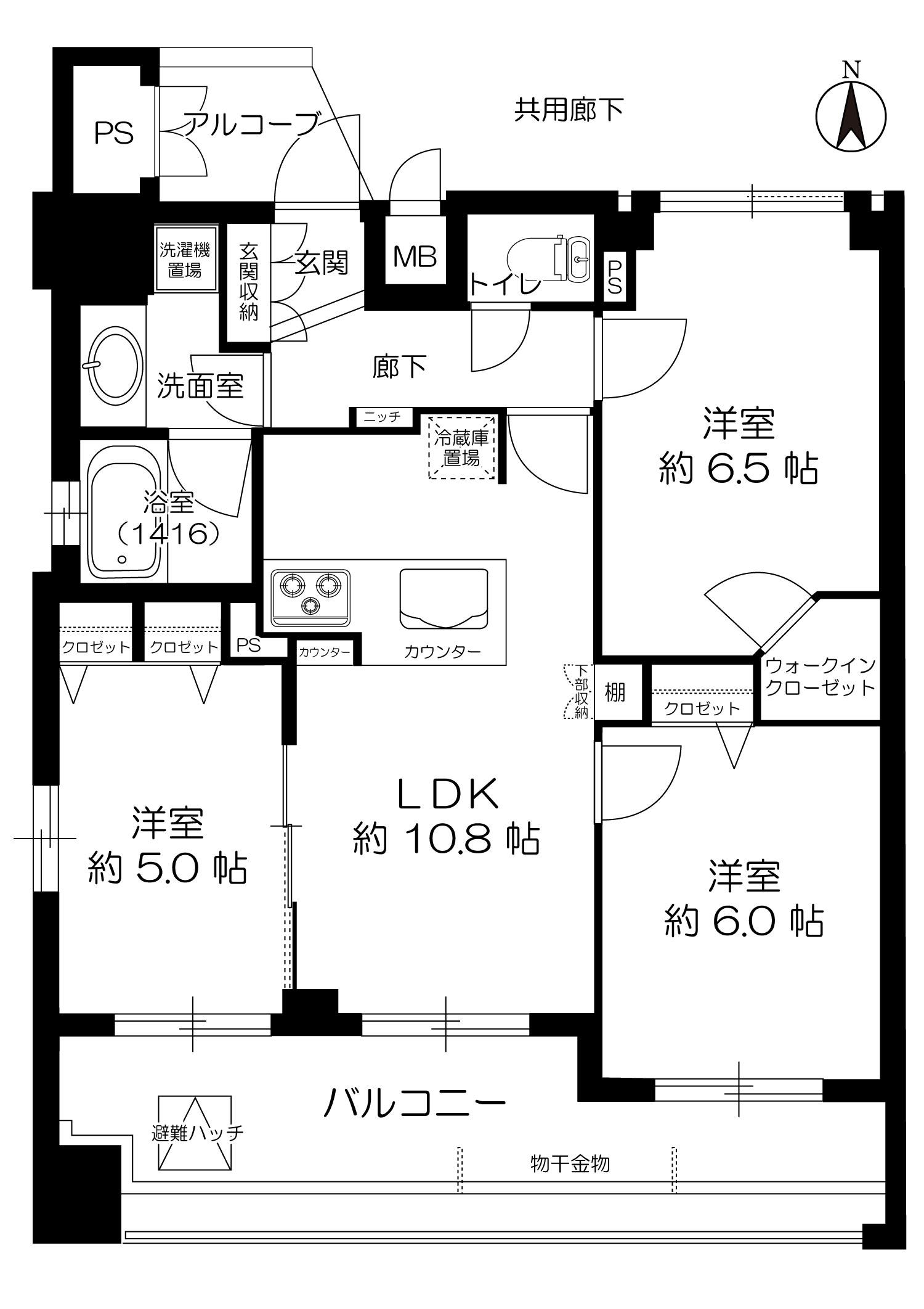 シティライフ南森町ラブニール(3LDK/12階)の間取り写真