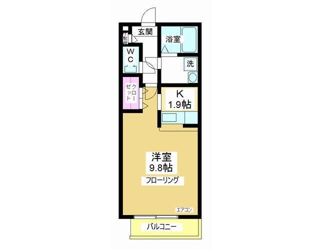 LE BONHEUR(1K/2階)の間取り写真