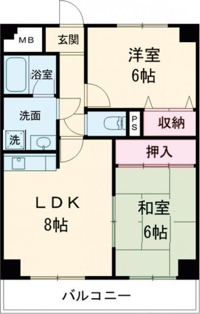 ファミーユ2(2LDK/2階)の間取り写真