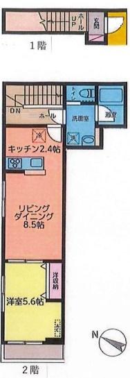 カシェット東大前(1LDK/2階)の間取り写真