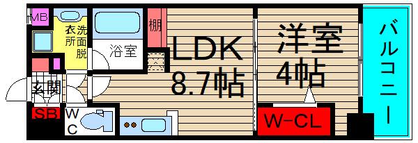 アーバネックス本町I(1LDK/8階)の間取り写真